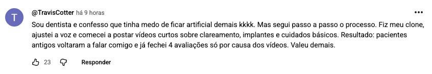 Depoimento de @TravisCotter — dentista